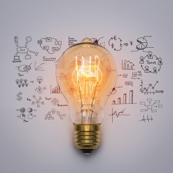 Light bulb with drawing graph